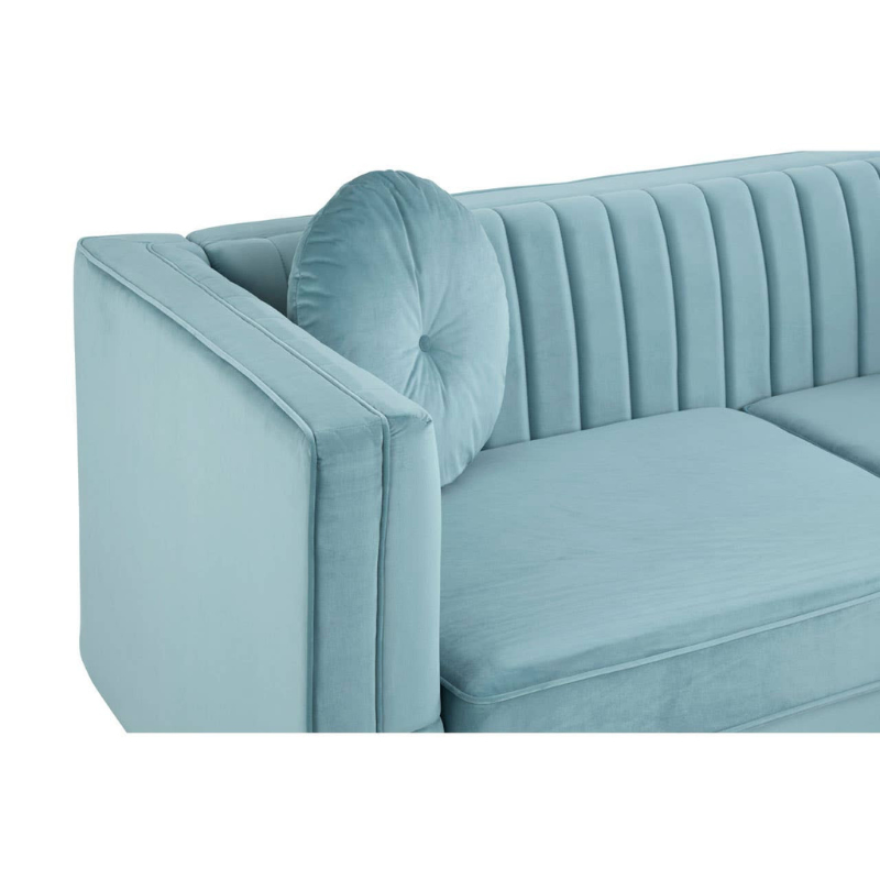 Farah Three Seater Pastel Green Velvet Sofa – Modern Elegance & Luxurious Comfort