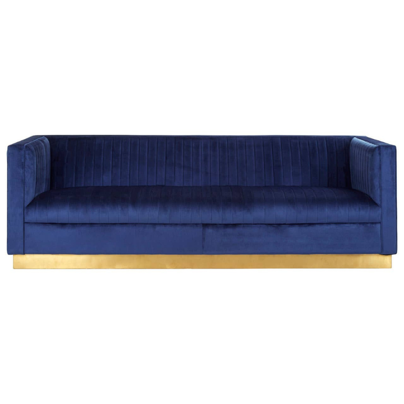 Opal 3 Seat Deep Blue Sofa – Modern Elegance & Luxurious Comfort