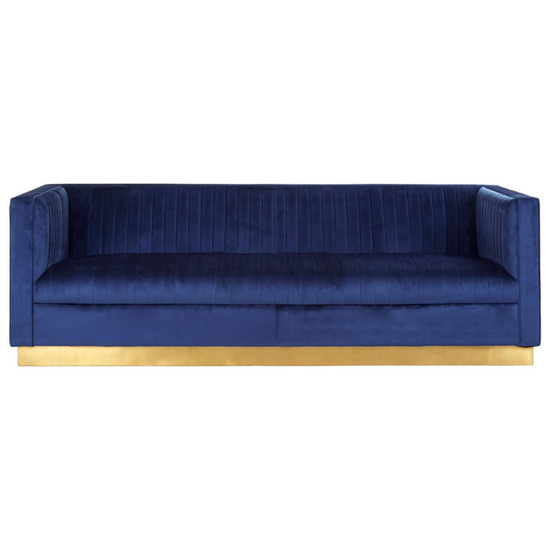 Opal 3 Seat Deep Blue Sofa – Modern Elegance & Luxurious Comfort
