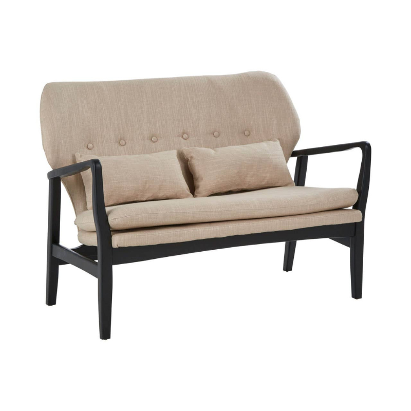 Stockholm 2 Seat Beige Sofa with Black Wood Frame – Modern Style & Elegant Comfort