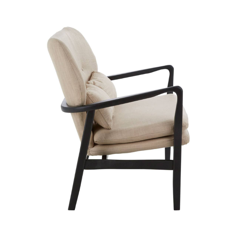 Stockholm 2 Seat Beige Sofa with Black Wood Frame – Modern Style & Elegant Comfort