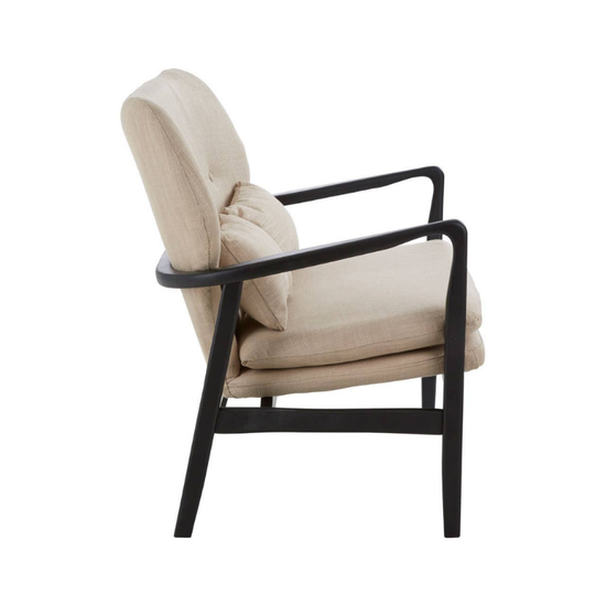 Stockholm 2 Seat Beige Sofa with Black Wood Frame – Modern Style & Elegant Comfort