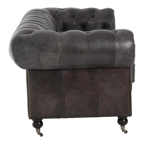 Victor Dark Grey Leather Chesterfield Sofa – Classic Luxury & Timeless Style