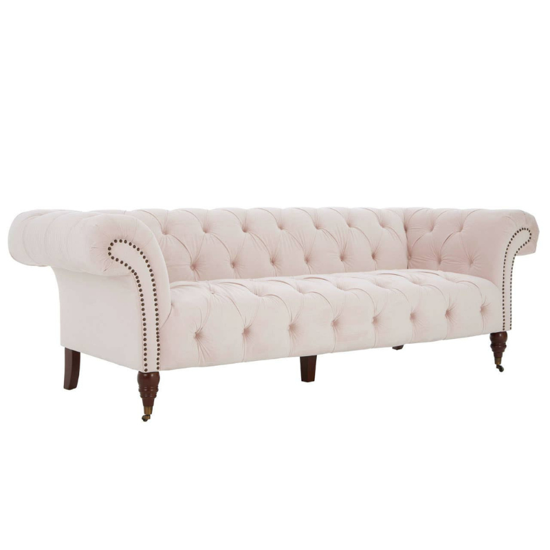 Suri 3 Seat Blossom Fabric Chesterfield Sofa – Classic Charm & Modern Comfort