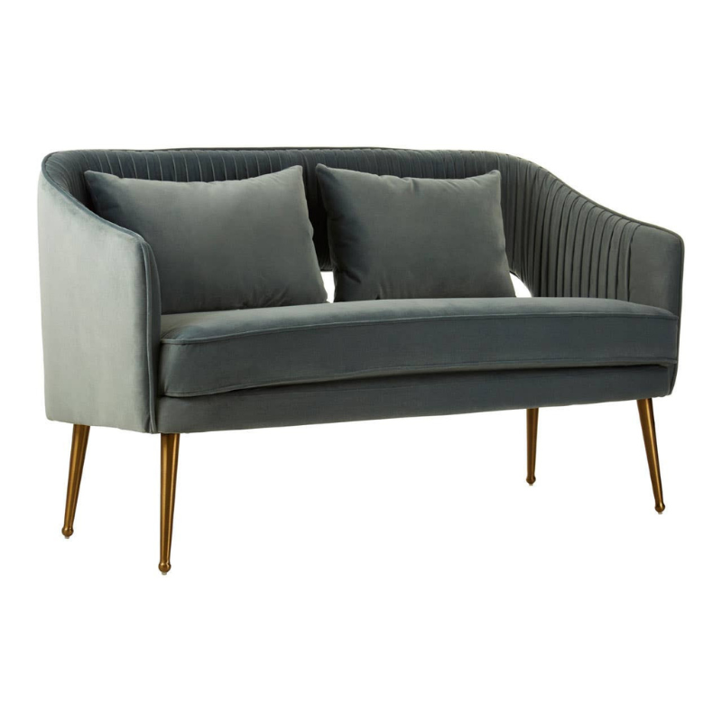 Hendricks 2 Seater Dusky Blue Velvet Sofa – Contemporary Elegance & Cozy Comfort