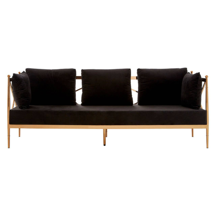 Novo 3 Seat Rose Gold Lattice Arms Sofa – Glamorous Style & Comfortable Seating