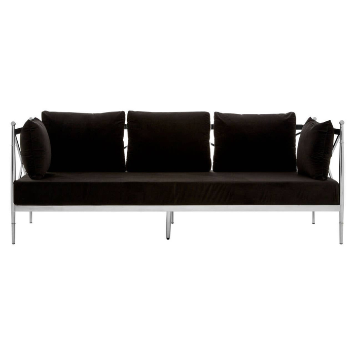 Novo 3 Seat Sofa with Silver Lattice Sides – Modern Glamour & Comfortable Design