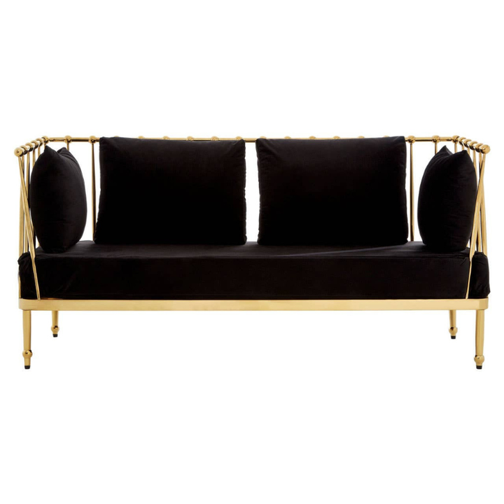 Novo 2 Seat Gold Finish Tapered Arms Sofa – Chic Style & Comfortable Seating
