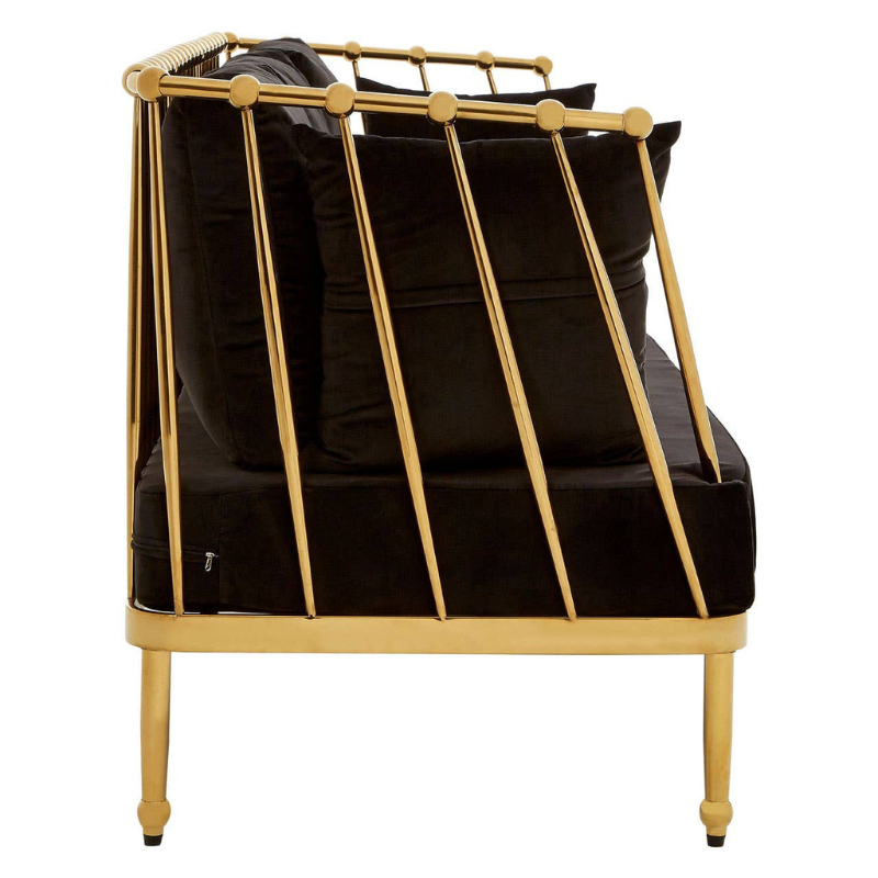 Novo 3 Seat Gold Finish Tapered Arms Sofa – Luxurious Style & Comfortable Design