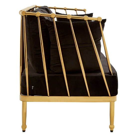 Novo 3 Seat Gold Finish Tapered Arms Sofa – Luxurious Style & Comfortable Design
