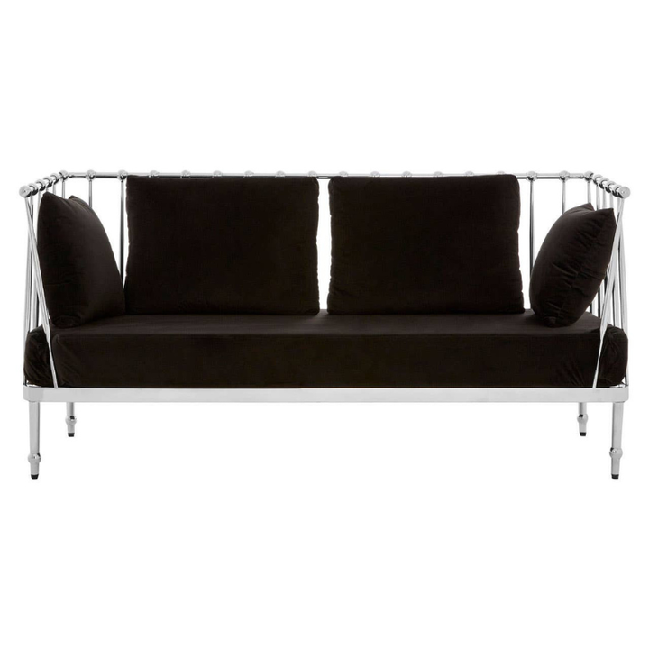 Novo 2 Seat Silver Finish Tapered Arms Sofa – Modern Elegance & Cozy Comfort