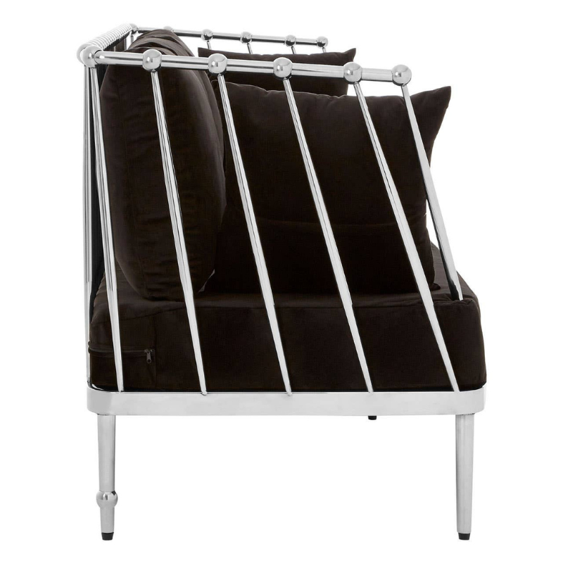 Novo 3 Seat Silver Finish Tapered Arms Sofa – Stylish Comfort & Modern Glam
