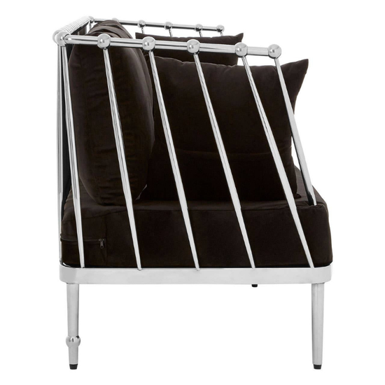 Novo 3 Seat Silver Finish Tapered Arms Sofa – Stylish Comfort & Modern Glam