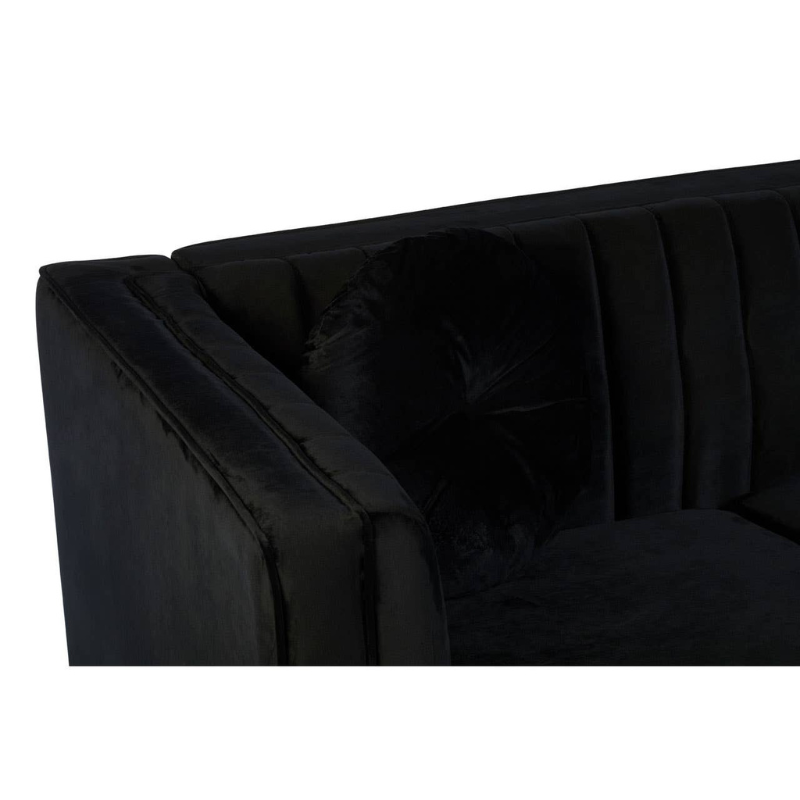 Farah 2 Seat Black Velvet Sofa – Modern Glamour & Cozy Comfort