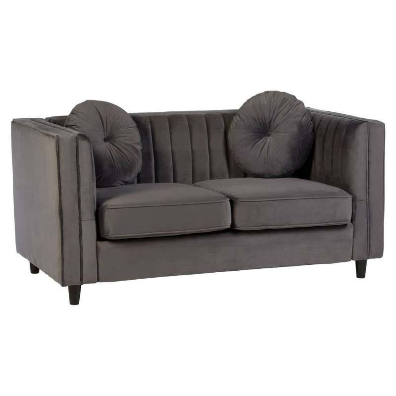 Farah 2 Seat Grey Velvet Sofa – Contemporary Elegance & Plush Comfort