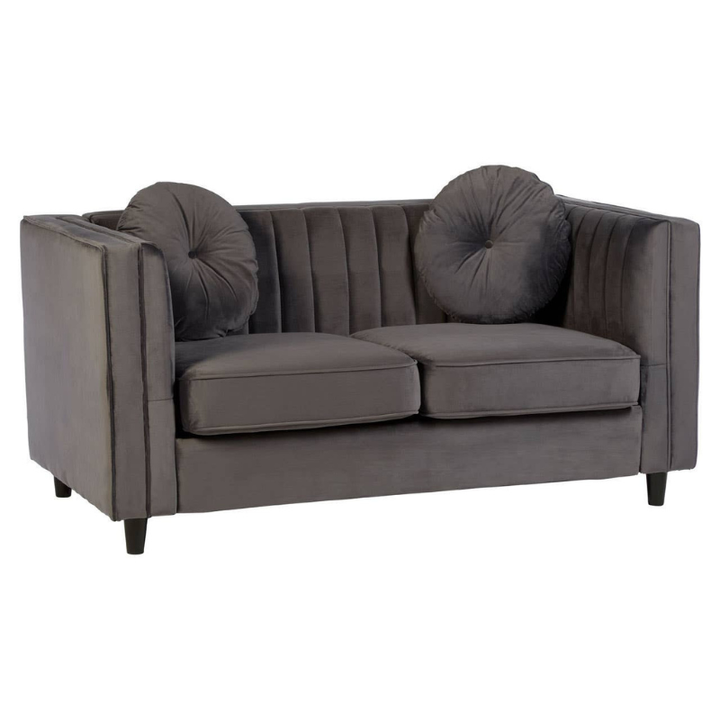 Farah 2 Seat Grey Velvet Sofa – Contemporary Elegance & Plush Comfort