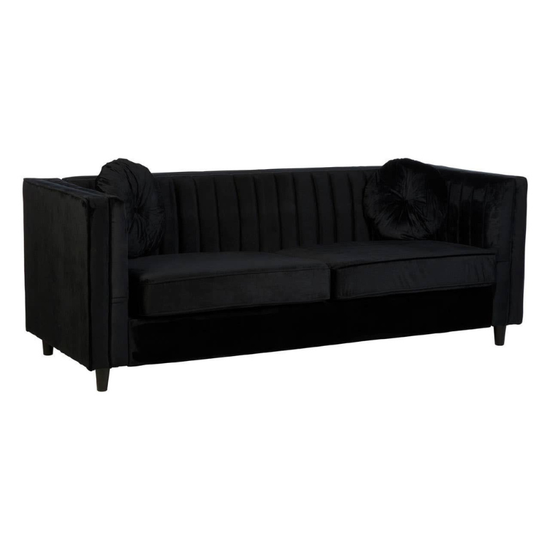 Farah 3 Seat Black Velvet Sofa – Luxurious Style & Modern Comfort