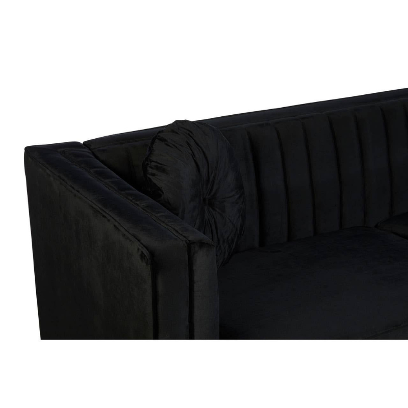 Farah 3 Seat Black Velvet Sofa – Luxurious Style & Modern Comfort