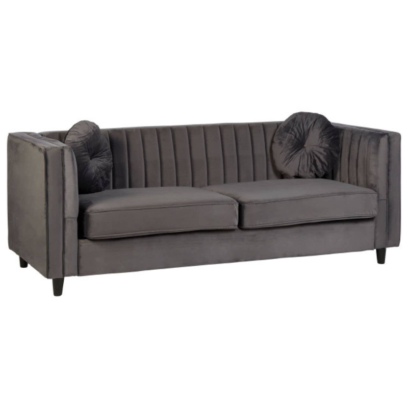 Farah 3 Seat Grey Velvet Sofa – Modern Sophistication & Plush Comfort
