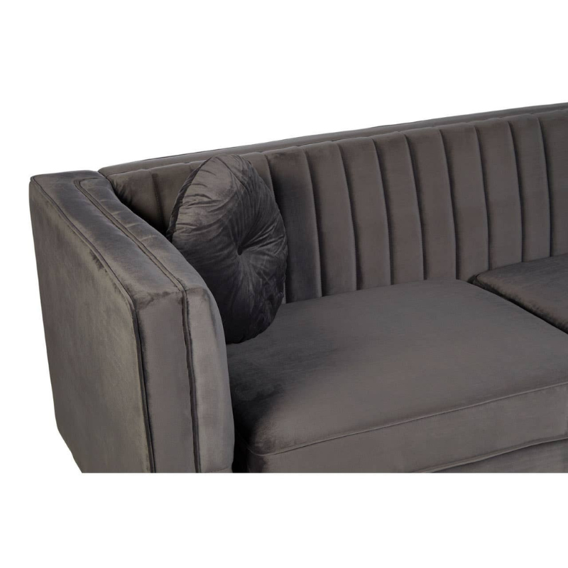Farah 3 Seat Grey Velvet Sofa – Modern Sophistication & Plush Comfort