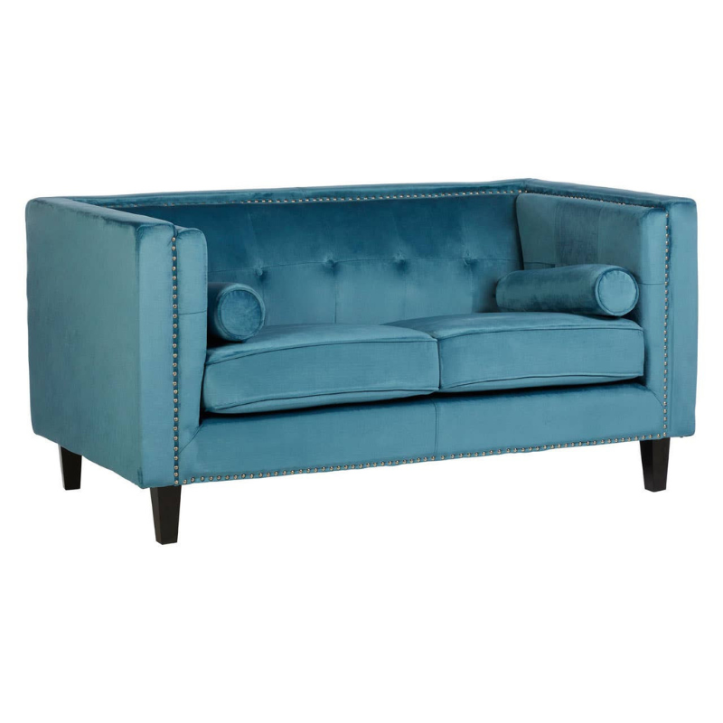 Felisa 2 Seat Teal Blue Velvet Sofa – Chic Style & Plush Comfort