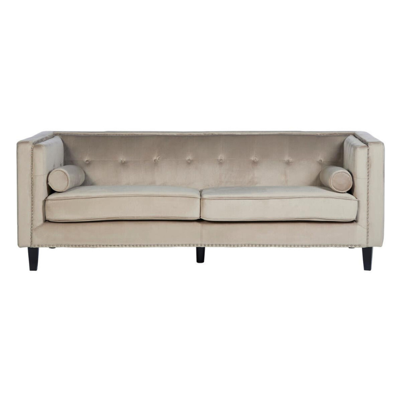 Felisa 3 Seat Mink Velvet Sofa – Modern Elegance & Luxurious Comfort