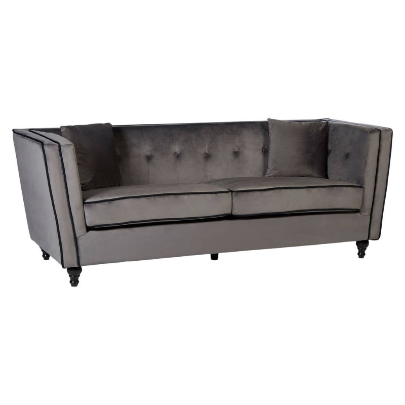 Ferris 3 Seat Grey Velvet Sofa – Modern Luxury & Plush Comfort