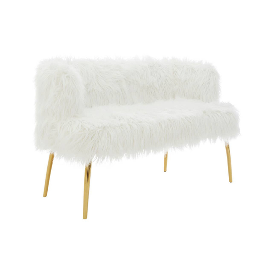 Clarence Fur Effect Sofa with Gold Legs – Glamorous Style & Cozy Comfort