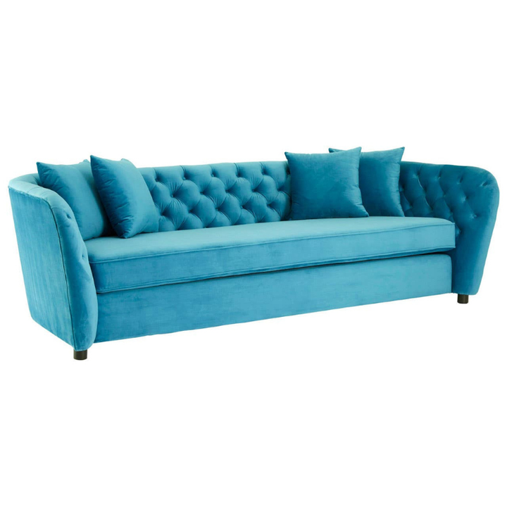 Riva 3 Seat Cyan Velvet Sofa – Bold Elegance & Luxurious Comfort