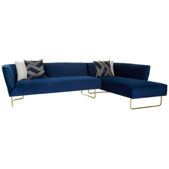 Renee 5 Seat Dark Blue Velvet Corner Sofa – Spacious Luxury & Modern Comfort