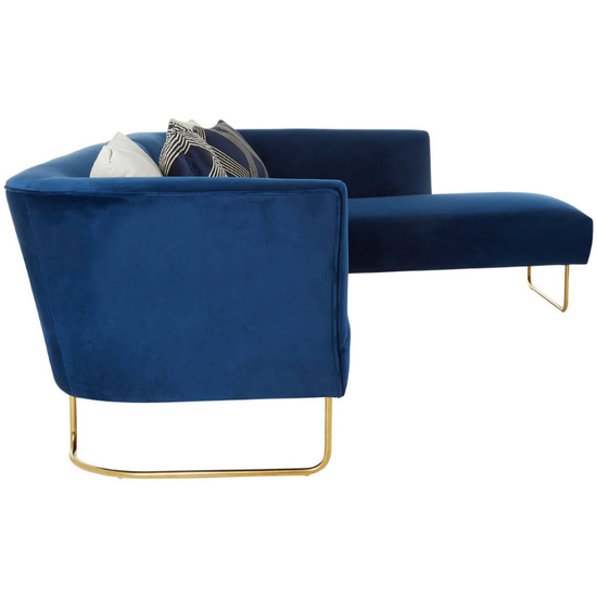 Renee 5 Seat Dark Blue Velvet Corner Sofa – Spacious Luxury & Modern Comfort