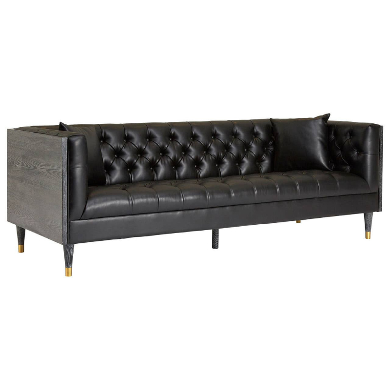 Raven 3 Seat Black Faux Leather Sofa – Sleek Style & Comfortable Seating