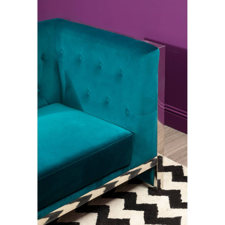 Vogue 3 Seat Teal Velvet Sofa – Modern Glamour & Plush Comfort