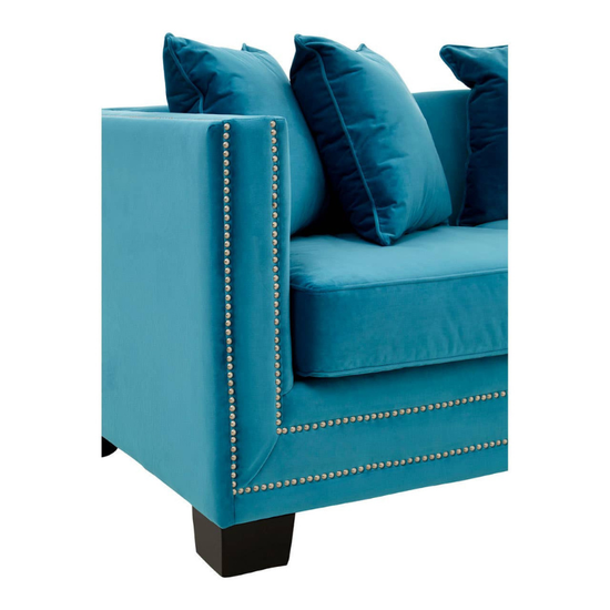 Sofia 2 Seat Cyan Blue Velvet Sofa – Vibrant Elegance & Cozy Comfort