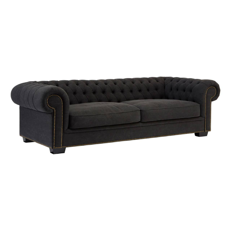 Lincoln 3 Seat Charcoal Fabric Sofa – Modern Comfort in Deep Charcoal