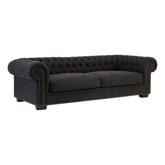 Lincoln 3 Seat Charcoal Fabric Sofa – Modern Comfort in Deep Charcoal