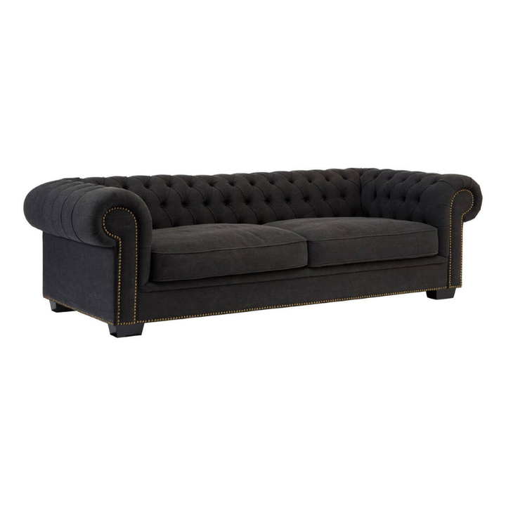 Lincoln 3 Seat Charcoal Fabric Sofa – Modern Comfort in Deep Charcoal