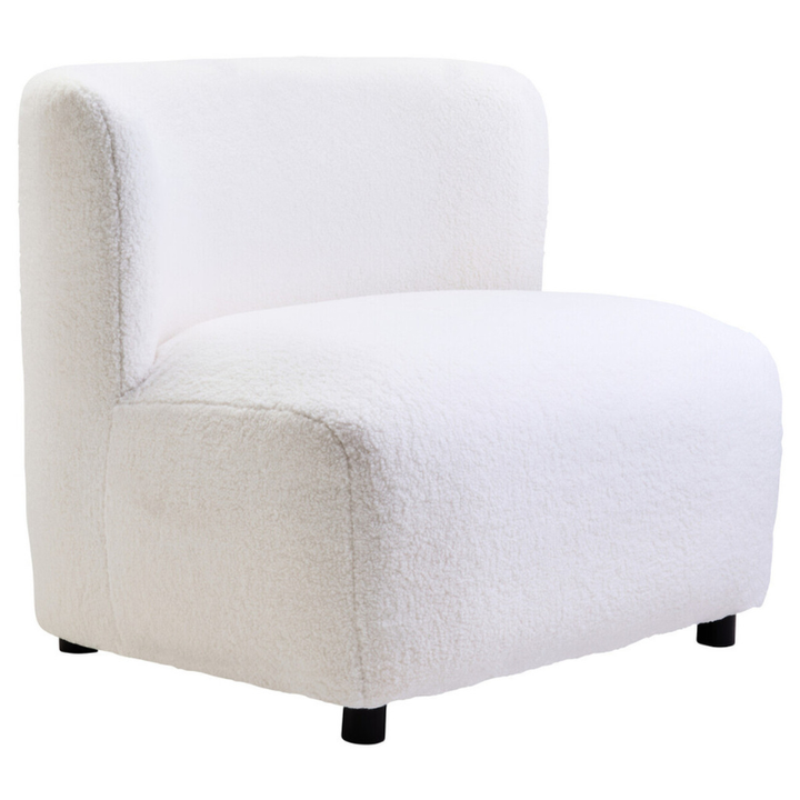 Montreal Ivory Bouclé Effect Armless Lounge Chair – Soft Comfort with Modern Elegance