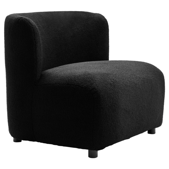 Montreal Black Bouclé Effect Armless Lounge Chair – Sleek Comfort with Modern Style