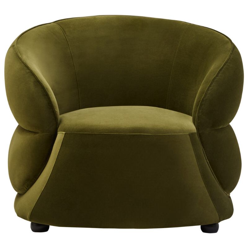 Darla Forest Green Curved Velvet Chair – Luxurious Comfort with Elegant Design
