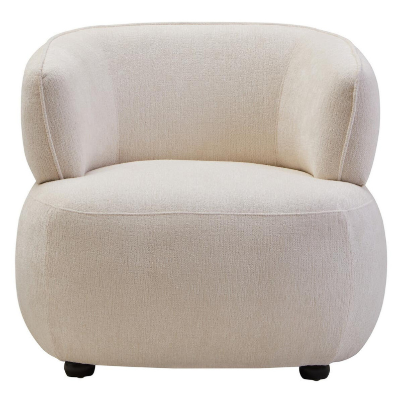 Dasha Ivory Chenille Curved Chair – Soft Elegance with Contemporary Comfort