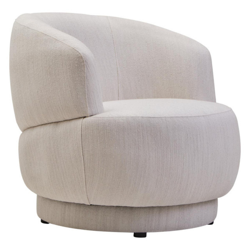 Dale Ivory Linen Curved Chair – Natural Elegance with Soft, Modern Comfort