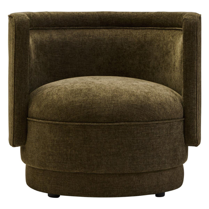 Drake Forest Green Chenille Curved Chair – Rich Texture with Modern Curved Comfort