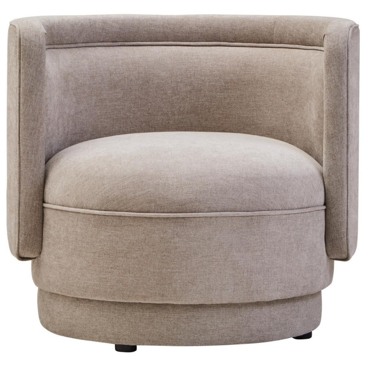 Drake Taupe Chenille Curved Chair – Warm Texture with Contemporary Elegance