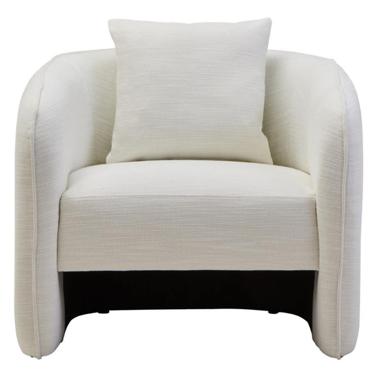 Bilani Cream Linen Effect Curved Chair – Natural Elegance with Modern Curved Comfort