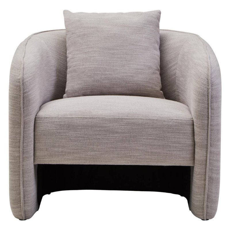Bilani Grey Linen Effect Curved Chair – Contemporary Style with Natural Textured Comfort