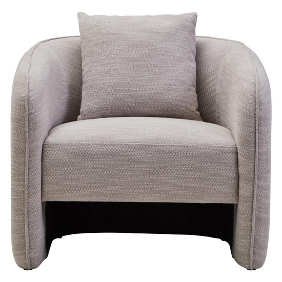 Bilani Grey Linen Effect Curved Chair – Contemporary Style with Natural Textured Comfort