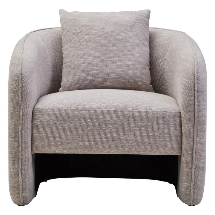 Bilani Grey Linen Effect Curved Chair – Contemporary Style with Natural Textured Comfort