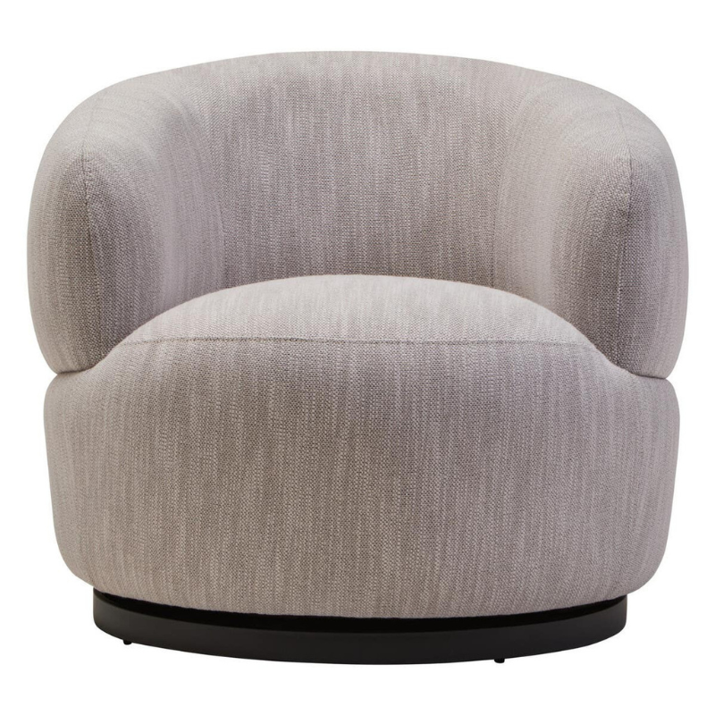 Bordo Textured Grey Curved Swivel Chair – Modern Comfort with 360° Functionality