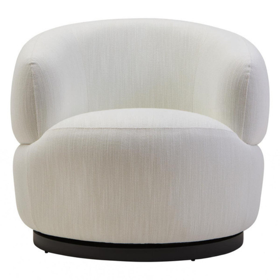 Bordo Textured Cream Curved Swivel Chair – Elegant Comfort with 360° Functionality